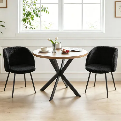 Homedot Juego de mesa de comedor para 2 con sillas de comedor negras, juego de mesa de cocina compacto de 3 piezas para espacios pequeños, mesa