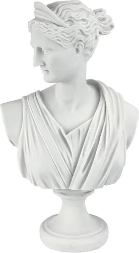 Miniatura 7 de Design Toscano PD72519 Busto escultórico de resina de mármol consolidado de Diana de Versalles, blanco