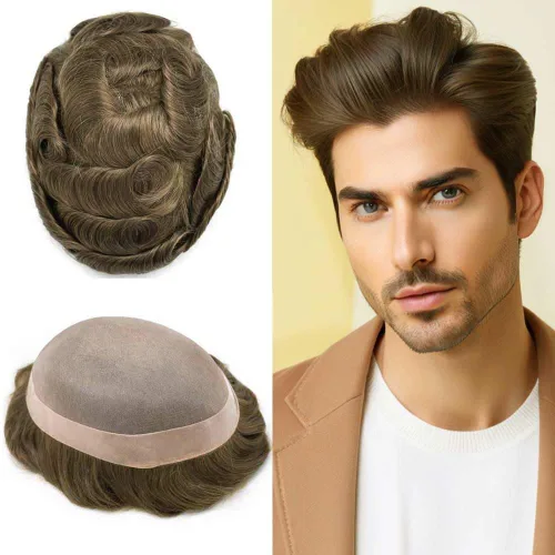 Miniatura 113 de Mens Toupee Hair Piece For Men Fine Mono Men Hair System Toupee For Men Hair Piece Real Human Hair System For Men Protesis Capilar Para Hombre 6x9