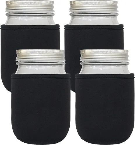 Miniatura 6 de Funda para tarro Mason de 16 onzas, 4 fundas de neopreno aisladas para latas de 16 onzas y 24 onzas de boca ancha (coloridas)
