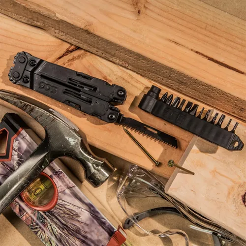 Miniatura 8 de SOG PowerAccess Deluxe Multiherramienta de Acero Inoxidable de Servicio Pesado Todo Uso con Funda de Nylon, Dos Hojas de Cuchillo, Abrelatas y Negro