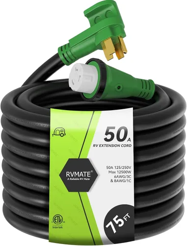 Miniatura 18 de RVMATE Cable de extensión de alimentación con cerradura para RV/generador de 50 amperios y 15 pies, mango de fácil enchufe, 14-50P a SS 2-50R