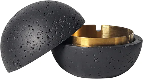 Miniatura 7 de AETVRNI Mini bote de basura moderno. Material: hormigón + acero inoxidable, 4.9 pulgadas para patio, oficina en casa, gran regalo para hombres