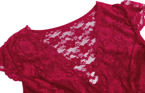 Miniatura 3 de Ropa interior de encaje floral para mujer, para dormir, talla grande, de malla