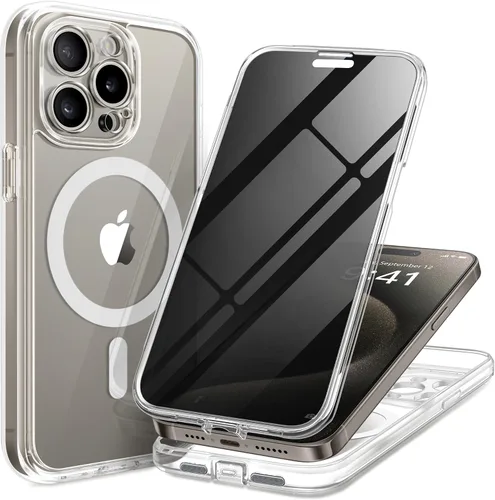 Miniatura 18 de TIESZEN Funda para iPhone 15, compatible con MagSafe, protector de pantalla de privacidad integrado y protección de cámara, antiespía, cuerpo