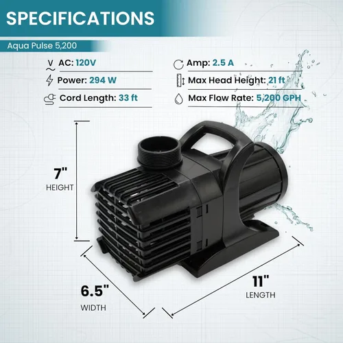 Miniatura 2 de HALF OFF PONDS Aqua Pulse Series - Bombas sumergibles de tracción híbrida de 550 gal/hr a 12,500 gal/hr Cable de 33 pies