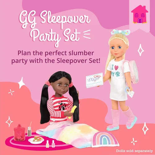 Miniatura 2 de Glitter Girls Accesorios para muñecas de 14 pulgadas - Juego de mochila y fiesta de pijamas - Tie - Saco de dormir teñido, almohada arcoíris