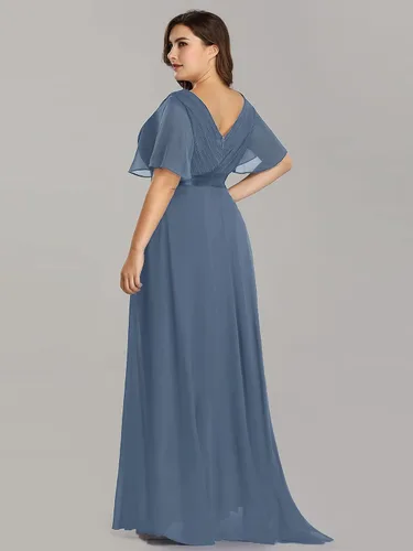 Miniatura 158 de Ever-Pretty Vestido formal para mujer, Navidad, Año Nuevo, cuello en V, gasa, talla grande, largo hasta el suelo, vestido de dama de honor