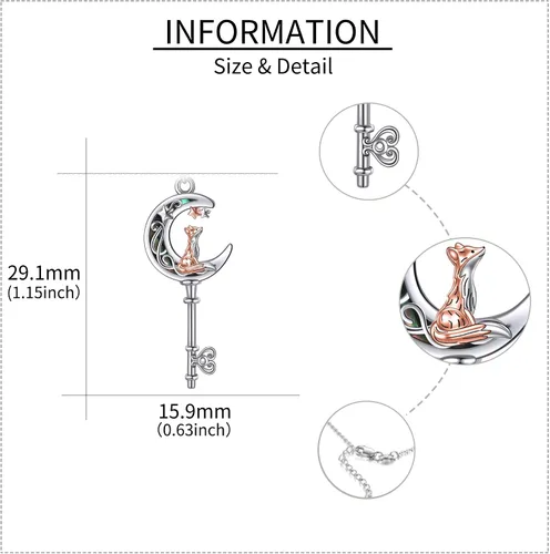 Miniatura 4 de Collar de plata de ley con colgante de zorroserpienteunicorniobúho en la lunaconejocaballo, joyería de regalo para mujeres, mamá, hermana