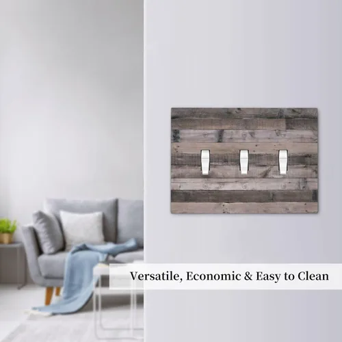 Miniatura 395 de Placa Decorativa de Pared de Granja Rústica con Cuerno de Madera para Puerta de Granero 1 Banda Duplex Cubiertas de Toma Eléctrica Soltera
