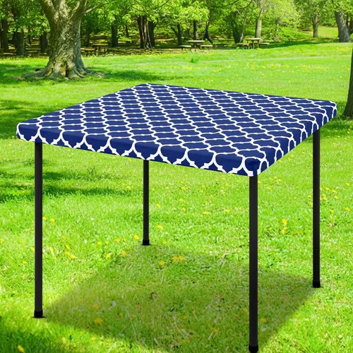 Miniatura 36 de Smiry Mantel cuadrado para mesa de pícnic, manteles de camping impermeables elásticos ajustables, protector de mantel de vinilo con respaldo de Gris
