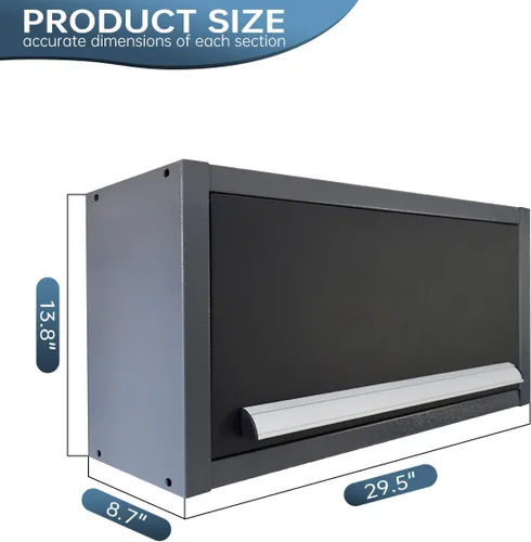 Miniatura 3 de JZD Gabinete de almacenamiento de pared de metal con puerta abatible, gabinetes de herramientas de acero colgantes, para garaje, taller, oficina