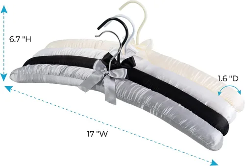 Miniatura 3 de JS HANGER Percha acolchada para suéteres, perchas extra grandes de 17 pulgadas con cubierta de satén, sin protuberancias de hombro para ropa de Gris