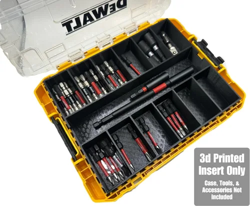 Miniatura 3 de GarageInOrder Soporte para brocas de impacto impreso en 3D diseñado para DEWALT Medium ToughCase (solo inserto) (gris industrial, 11 compartimentos)