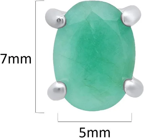 Miniatura 3 de 925 Sterling Silver Gemstone Oval Stud Earrings for Women 5mm Birthstone with Push Backs by MAX + STONE