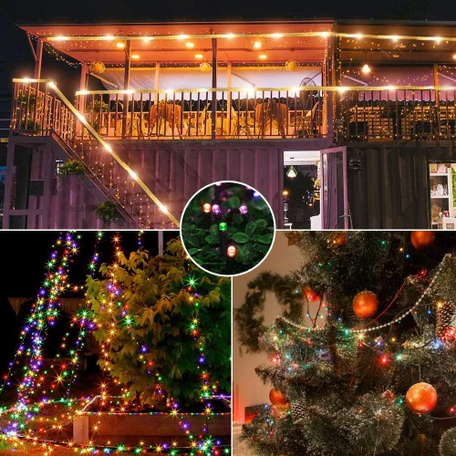 Miniatura 6 de Chuya 300 luces LED para árbol de Navidad que cambian de color, blanco cálido a multicolor, enchufe de extremo a extremo, 9 modos, tira de luces