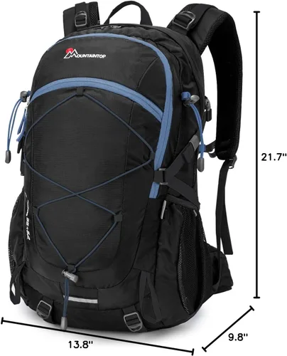 Miniatura 9 de Mochila de senderismo Mountaintop de 25 L/40 L, mochila ligera de viaje para hombres y mujeres, mochila para acampar al aire libre Negro+Azul