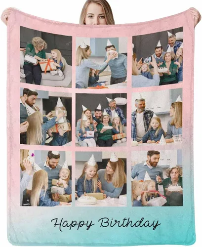Miniatura 28 de D-Story Manta personalizada con fotos, manta de fotos personalizada con cualquier texto, manta de forro polar personalizada para cama, sofá