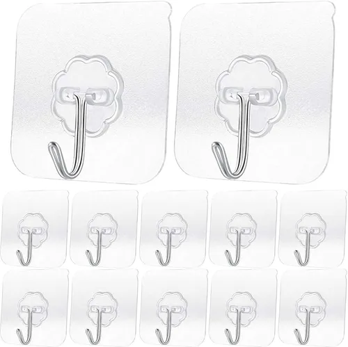 Miniatura 6 de Ganchos adhesivos transparentes de 30 libras (máximo), impermeables y resistentes al aceite, reutilizables, sin costuras, gancho de pared resistente