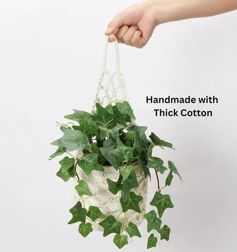 Miniatura 6 de Paquete de 2 Maceteros de Pared para Plantas de Interior, Colgador de Plantas de Macramé Macetero de Pared, Colgador de Plantas, Macetero Colgante