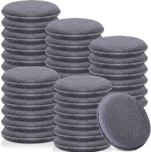 Miniatura 12 de Tanlade 50 almohadillas de microfibra para detalles de automóvil, aplicador de cera, almohadillas de microfibra de lavado, 5 pulgadas de diámetro