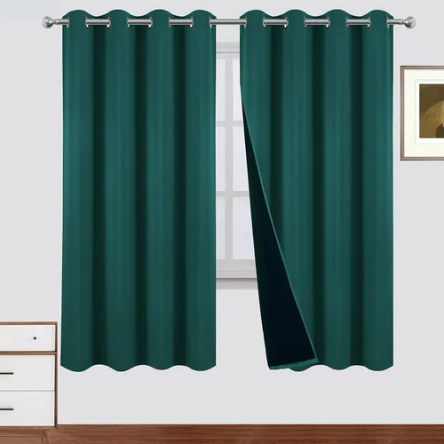 Miniatura 78 de LEMOMO Cortinas 100% opacas de 52 x 95 pulgadas, 2 paneles de oscurecimiento con aislamiento térmico para dormitorio Negro