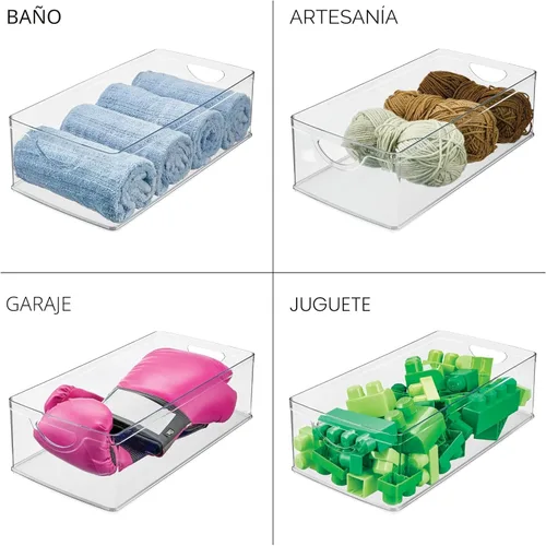 Miniatura 7 de iDesign Contenedor de Almacenamiento Apilable de Plástico Transparente Extra Largo, Organizador para Armario de Cocina o Despensa