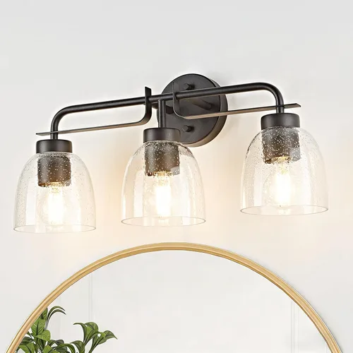 Miniatura 12 de Luces de tocador modernas de mediados de siglo de 16 pulgadas, lámpara dorada de 2 luces con pantallas de campana blancas esmeriladas, aplique