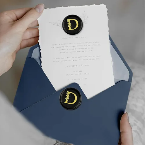 Miniatura 3 de 25 calcomanías de sello de cera doradas y negras hechas a mano con hojas botánicas vintage, calcomanías de cera para invitaciones de fiesta de boda