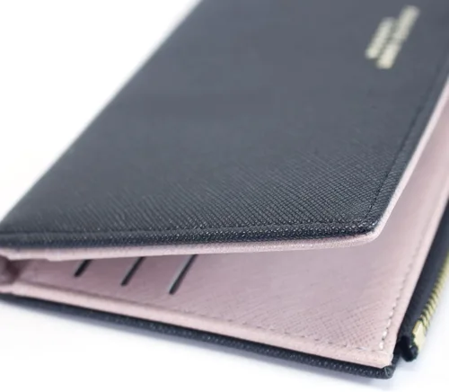 Miniatura 7 de Sumgogo - billetera delgada para mujer, con borlas largas, cierre zipper, monedero, bolso de mano, tarjetero, Negro, Grande, Minimalista