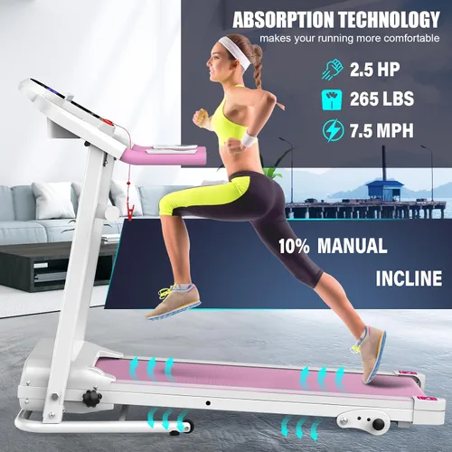 Miniatura 2 de FYC Compact Folding Treadmill for Home - 2.5HP Quiet Brushless Motor, 3-Level Incline, 7.5 MPH, Shock Absorption, Space-Saving Design for Running