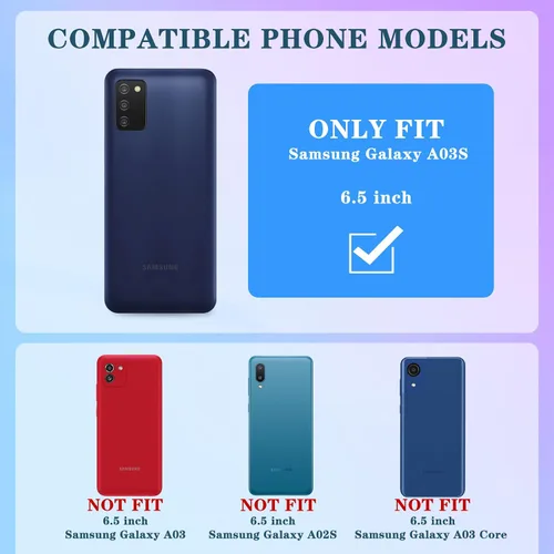 Miniatura 2 de Funda 3 en 1 para teléfono Samsung Galaxy A03S con purpurina brillante para mujeres y niñas, cubierta brillante con bonito diseño floral de flores