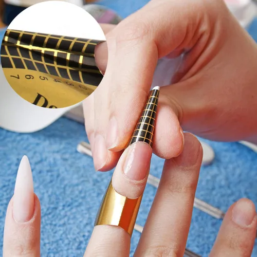 Miniatura 6 de KINGMAS 100 calcomanías de guía de formas de uñas, números marcados para uñas, calcomanías de uñas acrílicas, puntas de extensión de gel