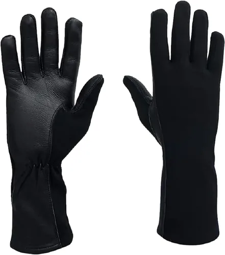 Guantes de vuelo Nomex, guantes de trabajo de cuero para hombres, piel de oveja suave y duradera para conducción, vuelo, jardinería y caza
