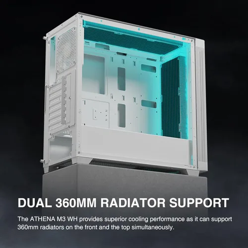 Miniatura 5 de GAMDIAS Caja de Computadora ATX de Torre Media Blanca con Vidrio Templado, Caja para PC de Juegos Soporta Dual 360mm AIO/Radiador, Ventiladores