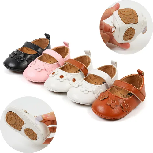 Miniatura 3 de Myleleya Zapatos planos Mary Jane para bebés y niñas con lazo y flores, vestido de princesa, para boda, zapatos de ballet antideslizantes para niños