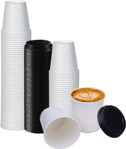 Miniatura 18 de Tapas de taza de café, tapa de cúpula para tazas de 10/24 onzas, vasos de papel, color negro, 50 unidades [no incluye tazas]