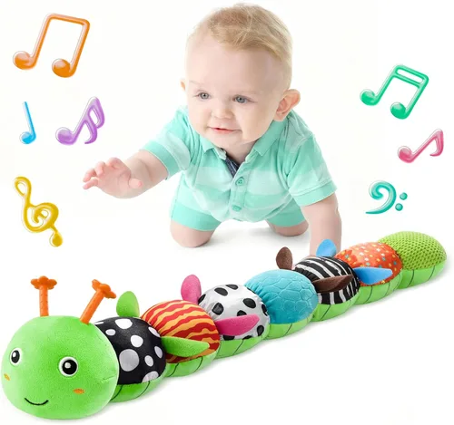 Miniatura 9 de LIGHTDESIRE Juguetes para bebés Gusano Musical, Juguetes para bebés Animales de Peluche de 3, 6, 12 Meses, Juguetes Sensoriales con Diseño de Regla