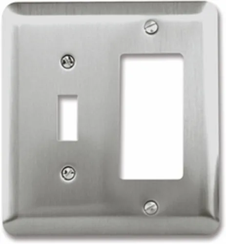 Miniatura 9 de Amerelle Devon Round Corner Single Rocker/Single Duplex Placa de pared de acero en níquel cepillado