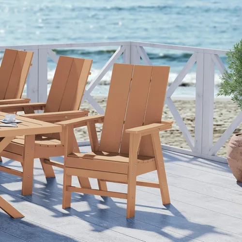 Miniatura 39 de WestinTrends Malibu Outdoor Patio HDPE Adirondack Silla de comedor para patio, color negro