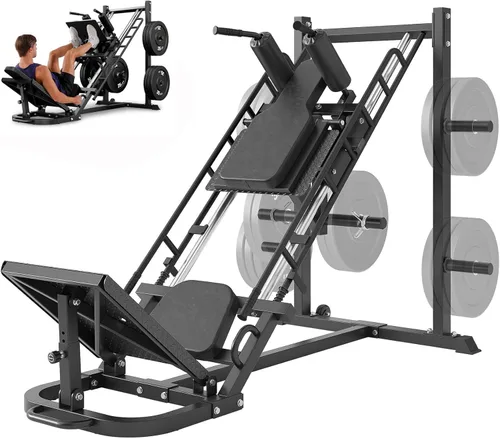 Dripex Combo de máquina de sentadillas para gimnasio en casa, máquina de prensa de piernas ajustable para entrenamiento completo de la parte