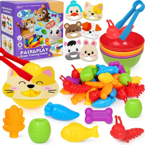 Miniatura 10 de Juguetes de clasificación de colores para niños pequeños, juegos de animales de contar y emparejar Montessori, actividades de aprendizaje