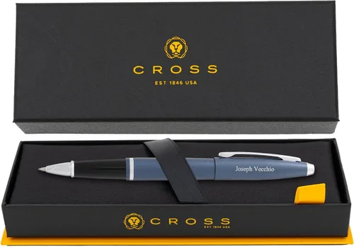 Miniatura 8 de Bolígrafo Cross Calais, laca azul con citas cromadas, grabado láser personalizado, tinta negra, caja de regalo de cruz, regalo de graduación y día