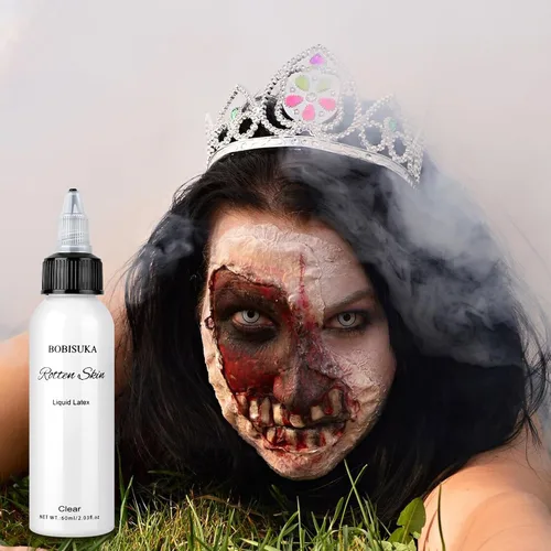 Miniatura 2 de Maquillaje SFX de látex líquido para Halloween (2 onzas líquidas) – Piel falsa y heridas para zombi, payaso, disfraz de vampiro, cosplay, cicatrices