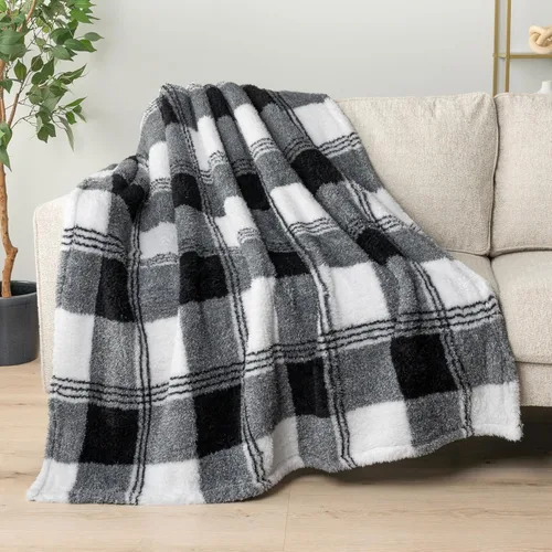 Miniatura 42 de PAVILIA - Manta de sherpa para sofá, gris esponjosa y cálida, manta de felpa suave para cama, acogedora, súper suave y ligera, manta decorativa