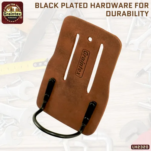 Miniatura 8 de Graintex Soporte de martillo para cinturón de herramientas, cuero de grano superior de alta calidad, lazo de martillo de acero, se adapta a