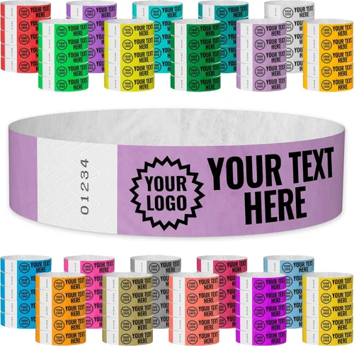 Miniatura 12 de WristCo Pulseras de Impresión Personalizada Azul Neón – 2,000 Unidades Tyvek ¾" x 10" – Añade Cualquier Texto, Logotipo e Imagen y Recibe Pulseras