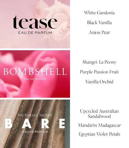 Miniatura 4 de Victoria's Secret Mini trío de fragancias de lujo, conjunto de regalo de Eau de Parfume para mujer, incluye perfumes Bombshell, Bare y Tease