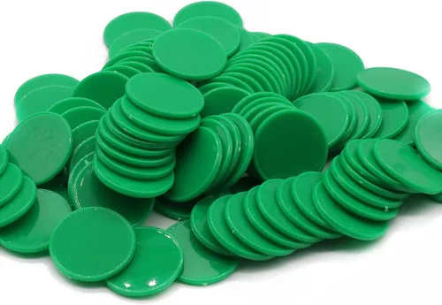 Juego de 100 fichas de aprendizaje de plástico opaco, mini fichas de póquer, fichas de juego con caja de almacenamiento (verde, 2,54 cm)