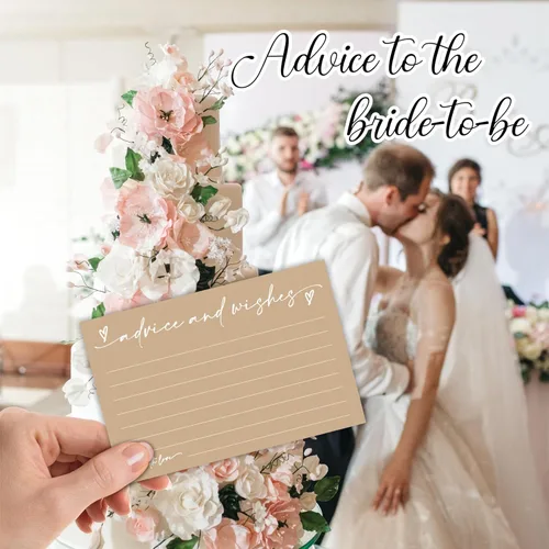 Miniatura 5 de 30 tarjetas de consejos y deseos – marrón minimalista – Tarjetas de consejos rellenables de doble cara para novia, boda, fiesta de graduación, señor